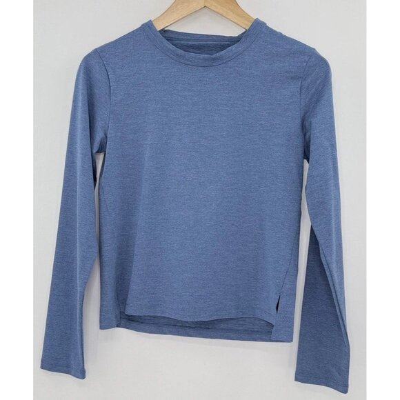 NWT All In Motion Blue Long Slv Peekaboo Back Athletic Shirt XS‎ Comfort Stretch - Picture 2 of 8